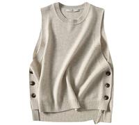Damen Pullunder Strickpulli Loose Fit Strickweste Sweat Pullunder Strick Tank Top Oversize Strickpullover Freizeit Strickpullunder