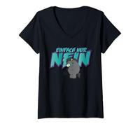 Damen Pummel & Friends - Grummeleinhorn Einfach nur Nein T-Shirt mit V-Ausschnitt