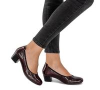 Damen Pumps Leder Matte Bordeaux Reptil Lack, bordeaux vollfarbig, 38 EU