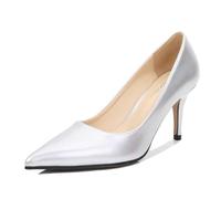 Damen Pumps mit mittelhohem Absatz, Stilettos, Spitze Zehenpartie, Schlupfschuhe mit kleinem Absatz für Hochzeit, Party, Alltag, Elegante Schuhe,Silber,38