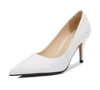 Damen Pumps mit mittelhohem Absatz, Stilettos, Spitze Zehenpartie, Schlupfschuhe mit kleinem Absatz für Hochzeit, Party, Alltag, Elegante Schuhe,Weiß,37