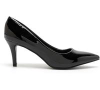 Damen Pumps mit niedrigem Absatz, elegant, spitzer Zehenbereich, mittelhoher Absatz, Pumps für Büro, Arbeit, Hochzeit und formelle Kleidung, Komfortschuhe, UK, schwarzer lack, 37 EU