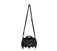 Damen Punk Fledermausflügel Schwarz Geldbörse Tasche Hollowen Schädel Form Vintage PU Leder Crossbody Bag Geldbörse Mit Kette