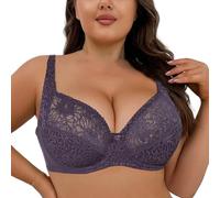 Damen-Push-Up-BH mit voller Abdeckung, Übergröße, sexy Spitze, transparent, ungepolstert, Bügel, ungefüttert (85D,Violett 2)