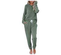 Damen Pyjama Baumwolle Winter, Zweiteiliger Locker Baumwolle Pjs Sets Sleepwear Freizeitanzug Langarm Pyjamahose Winter Homewear Soft Schlafanzüge Rundhals Schlafhose Lang Oberteile Weich Hausanzug