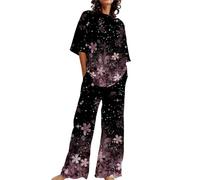 Damen Pyjama Lang Nachthemd Damen Sommer Damen Pyjama Pyjama Kurz Damen Still Schlafanzug Damen Langarm Partner Pyjama 2Er Set für Paare Sale Angebote