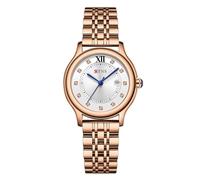 Damen Quarzuhr mit Diamant wasserdicht Lederband Damenuhren Mode Armbanduhr für Frauen Damen Mädchen, Roségold