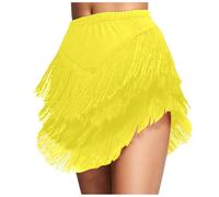 Damen Quaste Bauchtanz Rock Fransen Latein Rock Damen Fransen Tanzrock Training Tanzkleidung Gothic Cover Up Partyrock Tango Chacha Festival Performance Outfit Modern Dance Wear für (Yellow, XL)