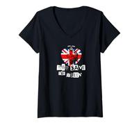 Damen Queen Elizabeth II god save the queen punk memoriam LOVE T-Shirt mit V-Ausschnitt