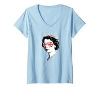 Damen Queen Elizabeth II Sonnenbrille - Britisch Meme T-Shirt mit V-Ausschnitt
