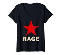 Damen Rage Against The Music im Vintage-Machine-Stil T-Shirt mit V-Ausschnitt