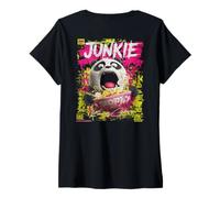 Damen Ramen Backprint Japanese Streetwear Y2K Techwear Manga Anime T-Shirt mit V-Ausschnitt