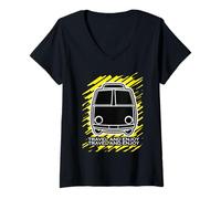Damen Reisen und genießen Sie Vintage Van Retro Road Trip T-Shirt mit V-Ausschnitt