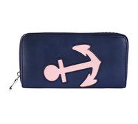 Damen Reißverschluss Geldbörse Portemonnaie Geldbeutel Portmonee Anker Marine, Farbe:Dunkelblau