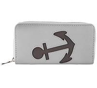 Damen Reißverschluss Geldbörse Portemonnaie Geldbeutel Portmonee Anker Marine, Farbe:Grau