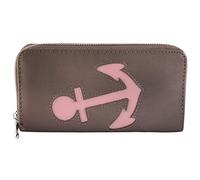 Damen Reißverschluss Geldbörse Portemonnaie Geldbeutel Portmonee Anker Marine, Farbe:Taupe