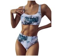 Damen-reizvolle Badebekleidung für Frauen mit mittlerer Taille Tankini-Sets Tie Dye Printed Split Beachwear zweiteiliges Set Badeanzüge