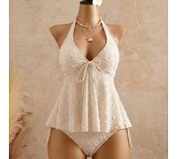 Damen Relaxed Urlaubs Polka Dot strukturierter Stoff Camisole Bikini Top