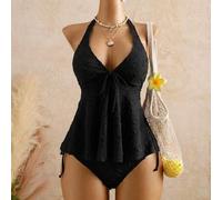 Damen Relaxed Vacation Polka Dot Strukturierter Stoff Camisole Bikini Top