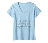 Damen Reminder with A Grateful Heart Possibilities Endless Inspira T-Shirt mit V-Ausschnitt
