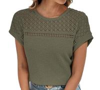 Damen Retro Ärmellose V-Ausschnitt Stricktop T-Shirts Hohle Häkelshirt Sommer Häkeln Mesh T-Shirt Boho Ärmellose Oberteil Knopfleiste Einfarbig Crop Tops Urlaub Reise Strand Bluse