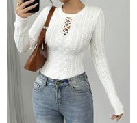 Damen Retro Design figurformender Pullover, geeignet zum Layering im Herbst/Winter Strickpullover Herbstpullover