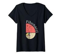 Damen Retro Fibonacci Goldener Schnitt Mathe Geschenk T-Shirt mit V-Ausschnitt
