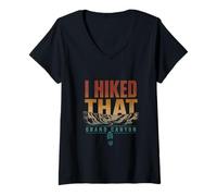 Damen Retro Ich Bin im Grand Canyon National Park gewandert T-Shirt mit V-Ausschnitt