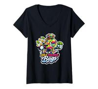 Damen Retro Only Chasing Bags Kleidung für Männer Kinder Teens Y2K Meme T-Shirt mit V-Ausschnitt