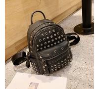 Damen Retro Punk Biker Girl Rucksack, schwarze Nieten Handtasche, personalisierter Kreuz Klappe Rucksack mit mehreren Taschen, großes Fassungsvermögen