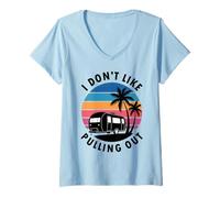 Damen Retro RV Camper I Don't Like Pulling Out Reiseanhänger T-Shirt mit V-Ausschnitt