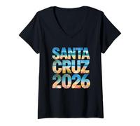 Damen Retro Santa Cruz 2026 Surfertrip für alle Mädchen und Schwestern T-Shirt mit V-Ausschnitt