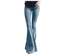 Damen Retro Skinny Bootcut Weites Bein Casual Jeanshose 70er Freizeithose Flare Denim-Hose, Schlaghose Schlagjeans Jogginghose Cargohose Hip Hop Hose Y2K Aestethic 90er E-Girl
