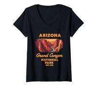 Damen Retro-Souvenir im Grand-Canyon-Nationalpark, Arizona T-Shirt mit V-Ausschnitt