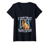 Damen Retro Vintage Got That Dawg In Me Chinese Shar Pei Dog Lover T-Shirt mit V-Ausschnitt