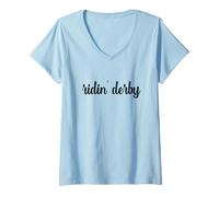 Damen Ridin' Derby, Jockey, Pferderennen, Reiten, Reiten T-Shirt mit V-Ausschnitt
