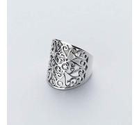 Damen Ring 925 Sterling Silber Verstellbar,Vintage Durchbrochenem Muster Breite - Gegenübergestellt Ring Unisex Halloween Tragen Kreative Partei Notwendig