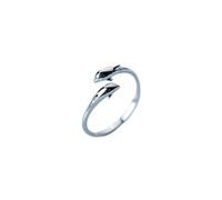 Damen Ring 925 Sterling Silber Verstellbar,Vintage Original Doppel Delphine Süße Ringe Party Schmuck Geschenk Unisex Kreative Sekt Süß Verschleiß
