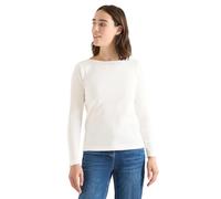 Langarmshirt CECIL, Damen, Gr. XXL (46), vanilleweiß, Jersey, Obermaterial: 95% Baumwolle, 5% Elasthan, unifarben, körpernah hüftbedeckend, U-Boot-Ausschnitt, Shirts Langarmshirt, mit Ripp-Struktur (6