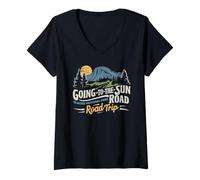 Damen Roadtrip Going-To-The-Sun Road Glacier National Park T-Shirt mit V-Ausschnitt