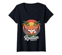 Damen Roatan Red Fox, Roatan Honduras Fox, Roatan T-Shirt mit V-Ausschnitt