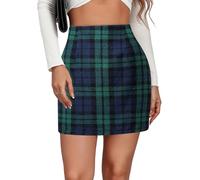 Damen Rock Karierter Minirock High Waist Rock Stretch Elegant Vintage Retro Bleistiftrock XL