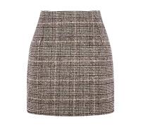 Damen Rock Knielang Karierter Wickelrock Kurzer Slim Fit Winterrock Bleistiftrock Hoher Bund Retro Bleistift Herbst Winter Vintage Kurzrock Bodycon Hohe Taille Büro Kontrastfarbe Arbeitsrock