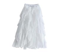 Damen Rock Lang Elegant Unregelmäßiger Netzrock In Halber Länge Damen Frühling Und Mehrschichtiger Kuchenrock Pochierter Langer Rock Langarm Kleider Damen Festlich Blitzangebote des Tages Aktuell