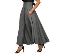 Damen Rock Lang Faltenrock High Waist Maxirock mit Taschen Langer A-Linie Damenrock Elegantes Sommerrock Lagenrock Plissee Midiröcke