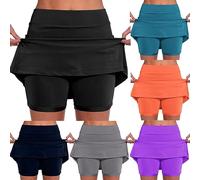Damen Rock mit Innenshorts Tennisrock Hohe Taille Sportrock mit Hose Kurz Golfrock Golf Sport Hosen Laufrock 2 in1 Sport Leggings mit Rock Dehnbar Laufenrock