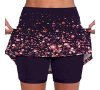 Damen Rock mit Innenshorts Tennisrock Hohe Taille Sportrock mit Hose Kurz Golfrock Yoga Fitness Golf Laufrock Hosenrock 2 in1 Sport Leggings mit Rock Dehnbar Laufenrock Outdoor Minirock
