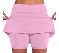 Damen Rock mit Innenshorts Tennisrock Hohe Taille Sportrock mit Hose Kurz Golfrock Yoga Fitness Golf Laufrock Hosenrock 2 in1 Sport Leggings mit Rock Dehnbar Laufenrock Outdoor Minirock