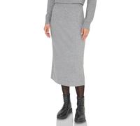 Midirock CECIL, Damen, Gr. M (40), sporty grau melange, Stoff, 33% Polyester, 31% Polyacryl, 24% Baumwolle, 12% Nylon, unifarben, normal wadenlang, Röcke, mit Schlitz (12334614-M) sporty grau melange