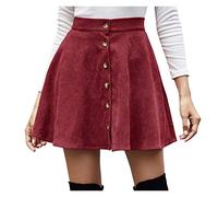 Damen Rock Winter Cord, Plissee Rock Kurz Cord Mini Rock High Waist | A Linie Kurz Rock Einfarbig Bleistift Figurbetont Kurzer Herbstrock Casual Wickelrock,Winterrock,Freizeitrock